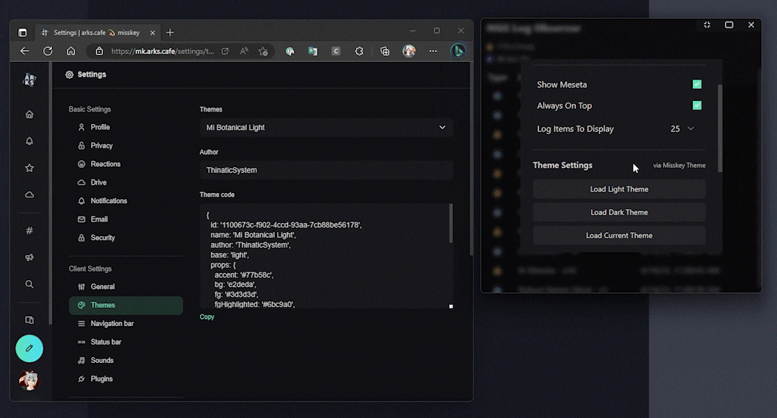 Misskey themes in application.